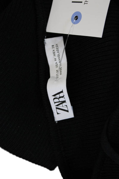 Zara Women Basic Black Viscose Scoop Neck Sleeveless Tank Size M