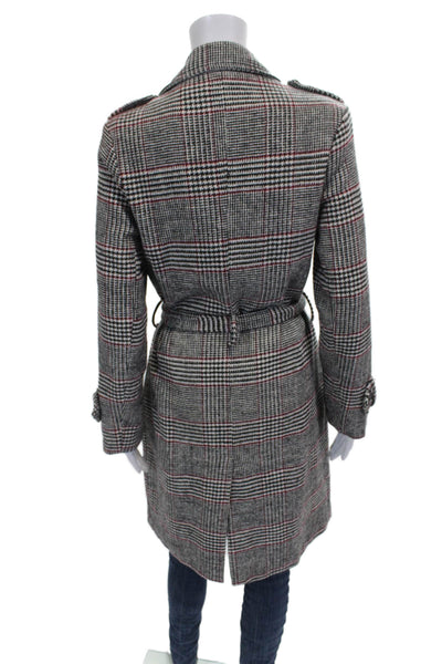 MISSGUIDED Women Trench Coat Multicolor Plaid Polyester Long Sleeve Size 6