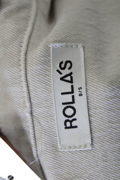 Rollas Womens Jumpsuit Beige Collared Short Sleeve Button 99% Cotton Size S