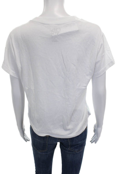Chaser Women Basic White Crew Neck Short Sleeve T-Shirt Size S