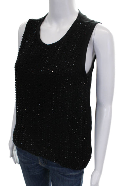 L Agence Women Basic Silk Scoop Neck Sleeveless Tank Black Size XS