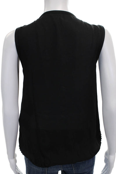 L Agence Women Basic Silk Scoop Neck Sleeveless Tank Black Size XS