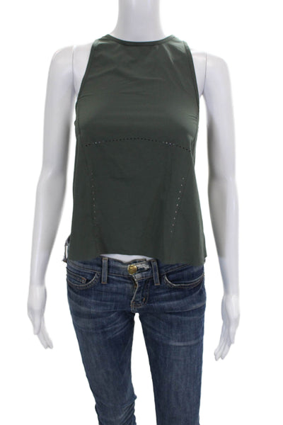 Lululemon Women Sleeveless High Neck Tank Green Nylon Solid Pullover Size 4