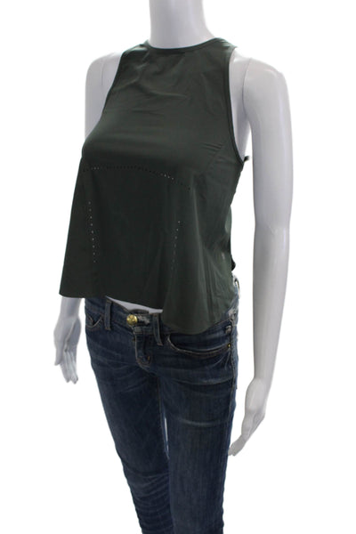 Lululemon Women Sleeveless High Neck Tank Green Nylon Solid Pullover Size 4