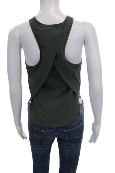 Lululemon Women Sleeveless High Neck Tank Green Nylon Solid Pullover Size 4