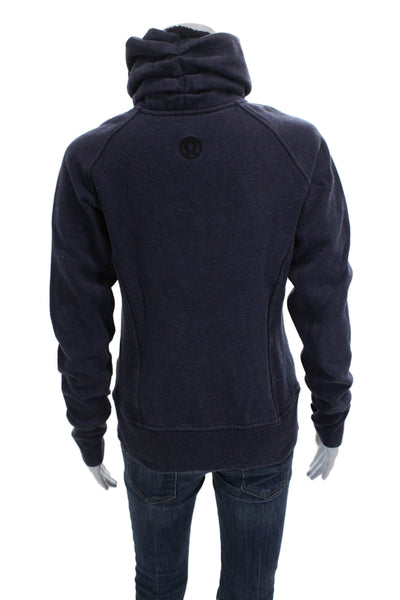 Lululemon Womens Blue Cotton Blend Track Jacket Hood Zip Size 4