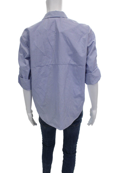 Zara Women Striped Collared Button Up 3/4 Sleeve Polyester Top Size XS