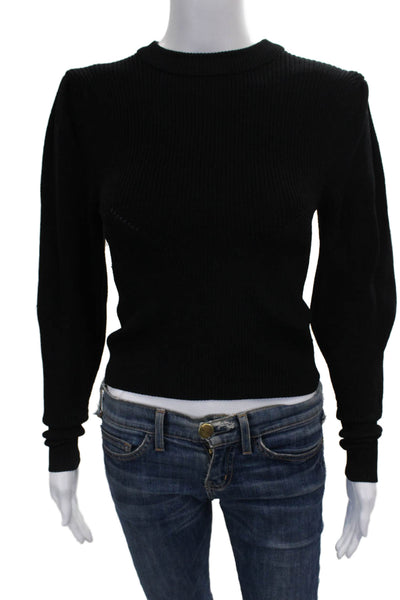 Zara Womens Pullover Sweater Black Viscose Crew Neck Long Sleeve Size S