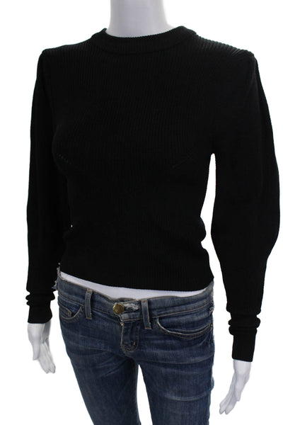 Zara Womens Pullover Sweater Black Viscose Crew Neck Long Sleeve Size S