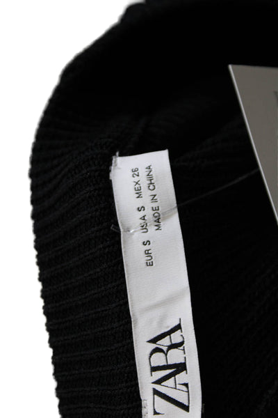 Zara Womens Pullover Sweater Black Viscose Crew Neck Long Sleeve Size S