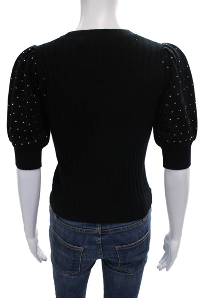 Jonathan Simkhai Womens Pullover Sweater Black Crew Neck Short Sleeve Size XS