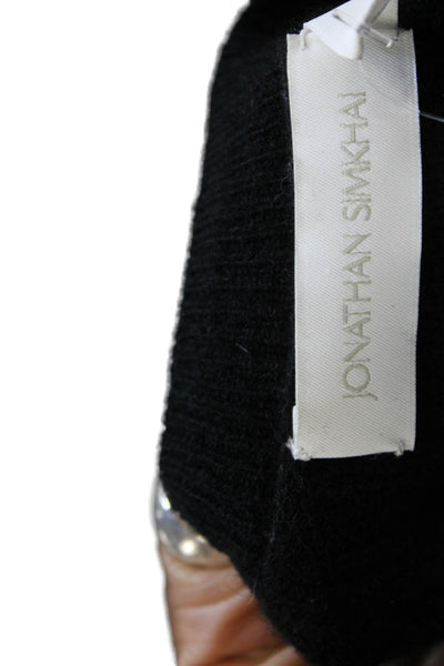 Jonathan Simkhai Womens Pullover Sweater Black Crew Neck Short Sleeve Size XS