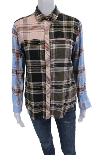 Rails Women Plaid Collared Rayon Button-Up Long Sleeve Top Size XS Petite