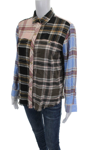 Rails Women Plaid Collared Rayon Button-Up Long Sleeve Top Size XS Petite