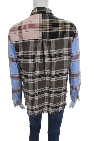 Rails Women Plaid Collared Rayon Button-Up Long Sleeve Top Size XS Petite