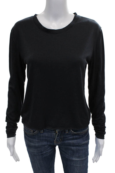 Firehouse Womens Basic Black Rayon Crew Neck Long Sleeve T-Shirt Size One Size