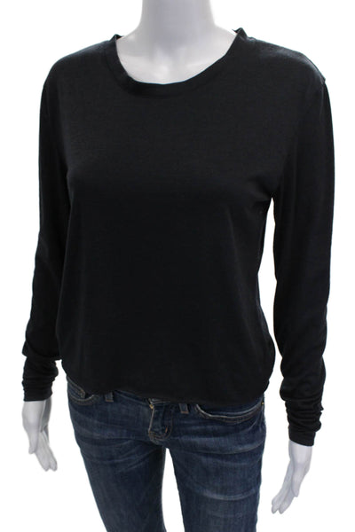 Firehouse Womens Basic Black Rayon Crew Neck Long Sleeve T-Shirt Size One Size