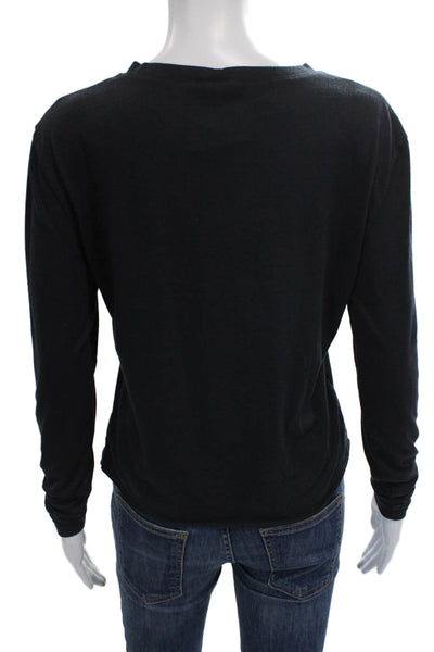Firehouse Womens Basic Black Rayon Crew Neck Long Sleeve T-Shirt Size One Size