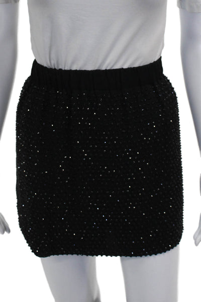 L Agence Women Pencil Skirt Black Silk Short Size XS