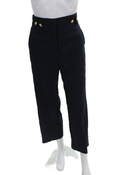 Veronica Beard Women Cropped Blue Linen Pants Size 00