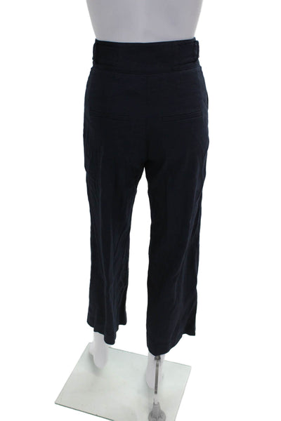 Veronica Beard Women Cropped Blue Linen Pants Size 00