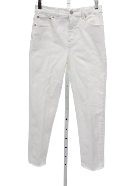 Madewell Womens High Rise Straight White Cotton Jeans Button Inseam 28 Size 24