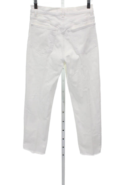 Madewell Womens High Rise Straight White Cotton Jeans Button Inseam 28 Size 24