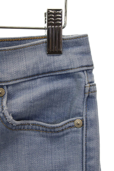7 For All Mankind Women Cropped Blue High Rise Cotton Blend Jeans Size 26