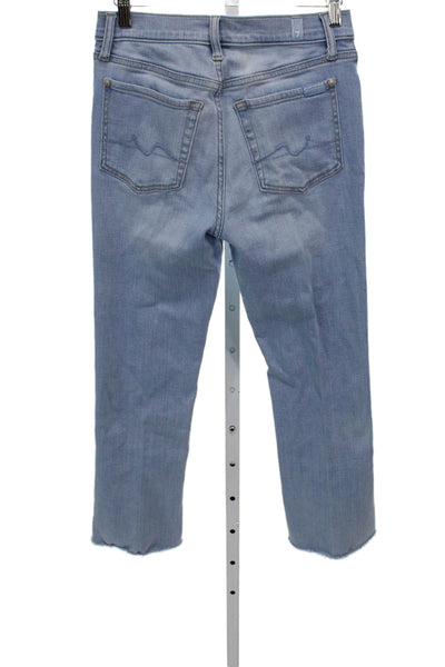 7 For All Mankind Women Cropped Blue High Rise Cotton Blend Jeans Size 26