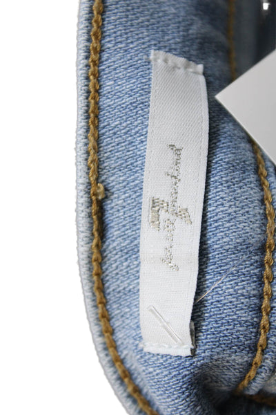 7 For All Mankind Women Cropped Blue High Rise Cotton Blend Jeans Size 26