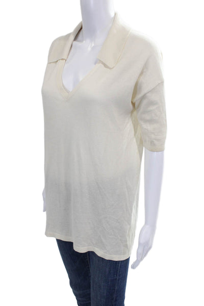 Lafayette 148 New York Women Petite Pullover Sweater Ivory 3/4 Sleeve Size S