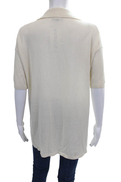 Lafayette 148 New York Women Petite Pullover Sweater Ivory 3/4 Sleeve Size S