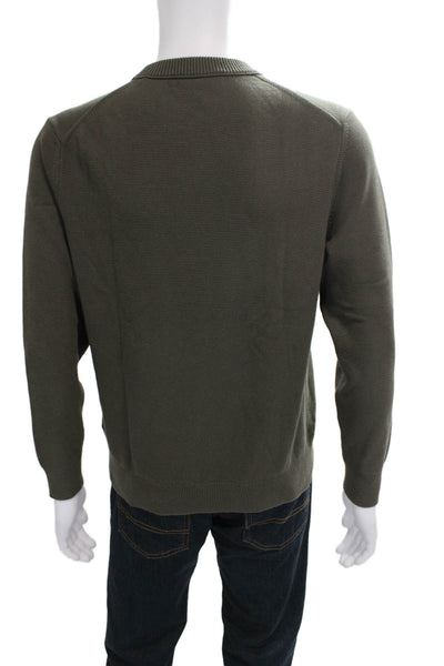 Buck Mason Mens Pullover Sweater Cotton Crew Neck Green Long Sleeve Size M