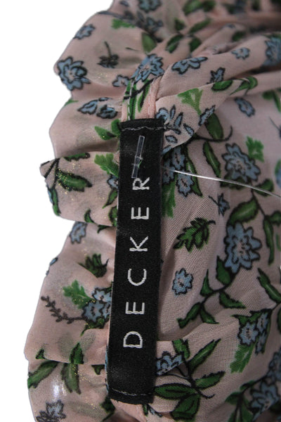 Decker Women Blouson Pink High Neck Short Sleeve Floral Dress Size XS