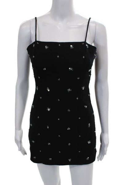 Endless Rose Women Black Bodycon Dress Square Neck Sleeveless Zip Size S