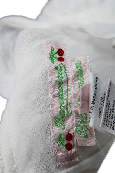 Bonpoint Girls Sleeveless Metallic Embroidered Linen Dress White Size 6 Months