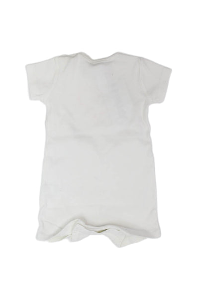 Bonpoint Girls Short Sleeve Crew Neck Heart One Piece White Cotton Size 6 Months