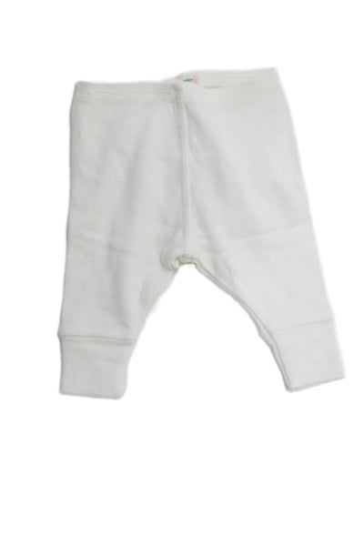 Bonpoint Girls Elastic Waistband Knit Cropped Pants White Cotton Size 1M