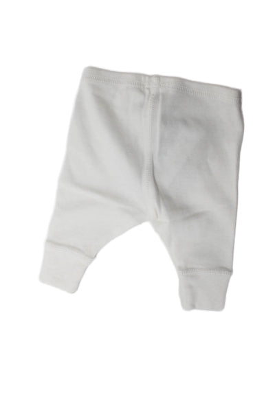 Bonpoint Girls Elastic Waistband Knit Cropped Pants White Cotton Size 1M