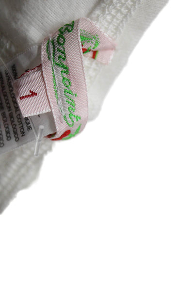 Bonpoint Girls Elastic Waistband Knit Cropped Pants White Cotton Size 1M
