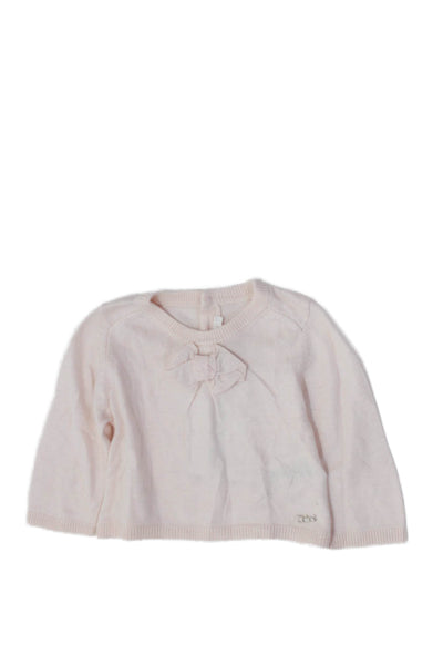 Chloe Girls Button Back Long Sleeve Crew Neck Sweater Pink Size 6 Months
