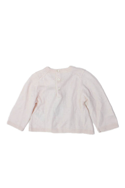 Chloe Girls Button Back Long Sleeve Crew Neck Sweater Pink Size 6 Months