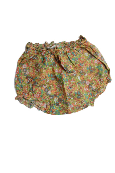Bonpoint Girls Elastic Waistband Floral Bottoms Green Yellow Size 6 Months