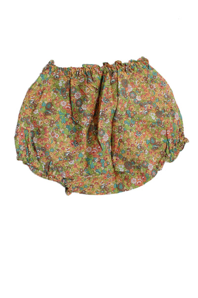 Bonpoint Girls Elastic Waistband Floral Bottoms Green Yellow Size 6 Months