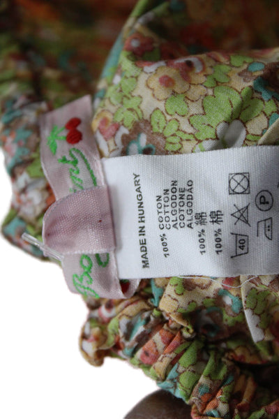 Bonpoint Girls Elastic Waistband Floral Bottoms Green Yellow Size 6 Months
