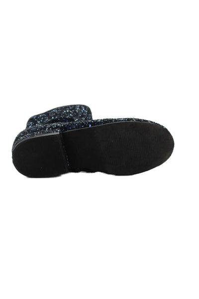 Little Marc Jacobs Girls Side Zip Glitter Ankle Boots Navy Blue Size 26