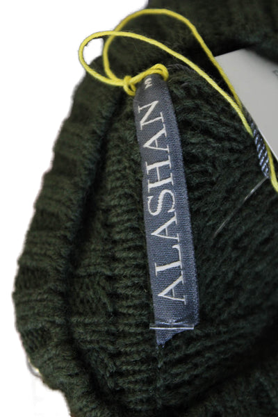 Alashan Women Merino Pullover Sweater Mock Neck Green Long Sleeve Size L