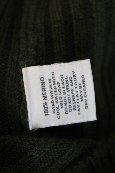 Alashan Women Merino Pullover Sweater Mock Neck Green Long Sleeve Size L