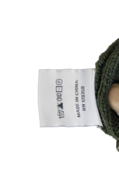 Alashan Women Merino Pullover Sweater Mock Neck Green Long Sleeve Size L