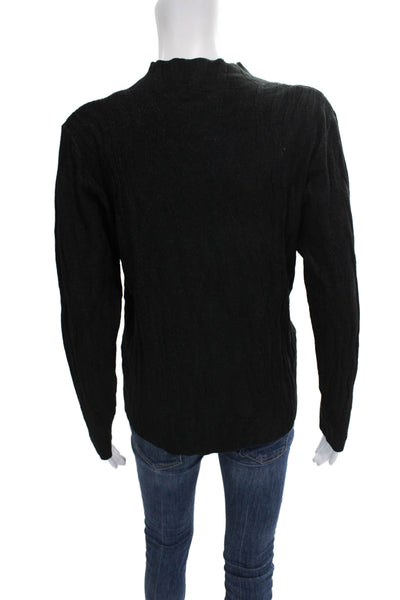Renuar Womens Black Mock Neck Pullover Sweater Acrylic Size M